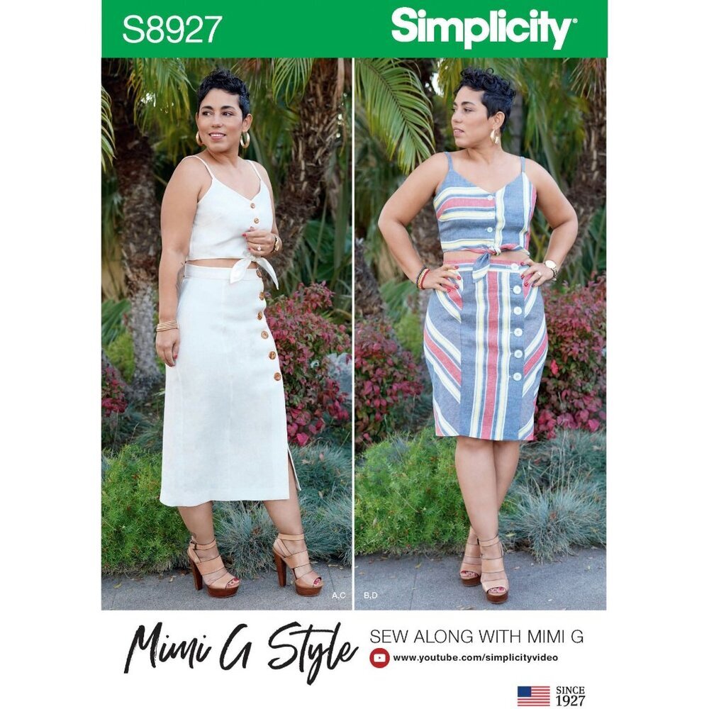 Simplicity S8927 Misses Tie-Front Top Skirt Sewing Pattern By Mimi G Sizes 16-24